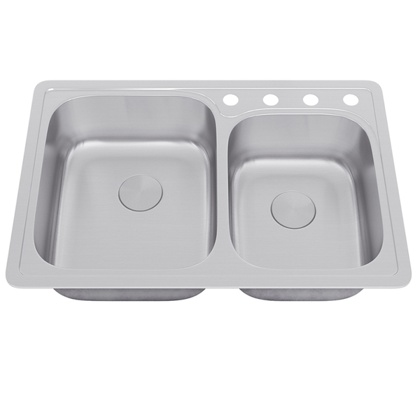Dawn? Top Mount Double Bowl Sink with Integral Drain Board and Three P –  Kitchen Cabinets Queens-Nassau: Bathroom Vanities; Custom Counters